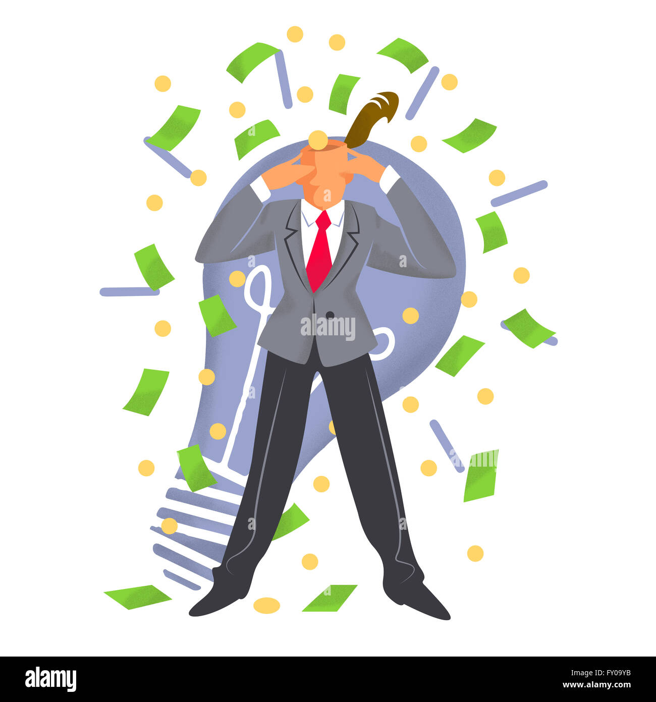 Nachdenklich Geschäftsmann Gehirn voller Ideen Stockfoto