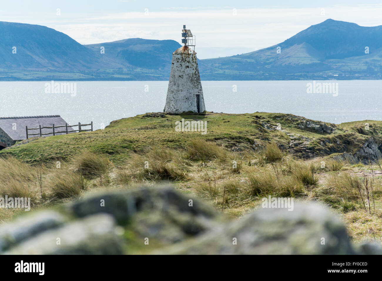 TWR Bach Leuchtturm auf Llanddwyn Island Stockfoto