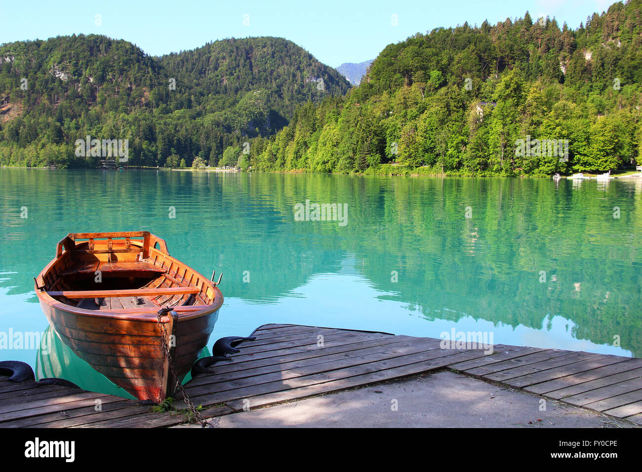 Boot am Bleder See, Slowenien Stockfoto