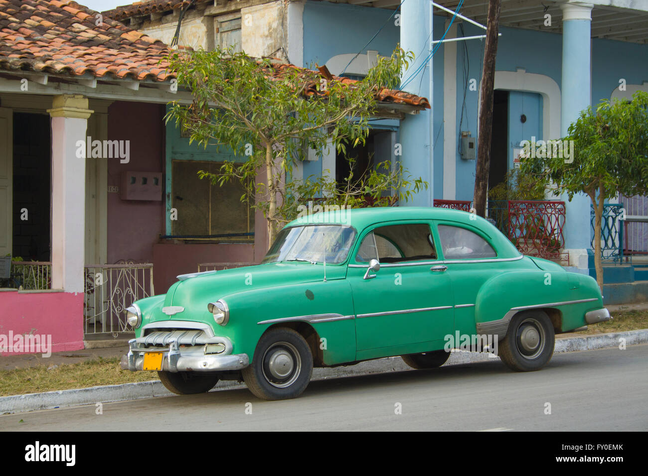 Grüne kubanische Oldtimer Stockfoto
