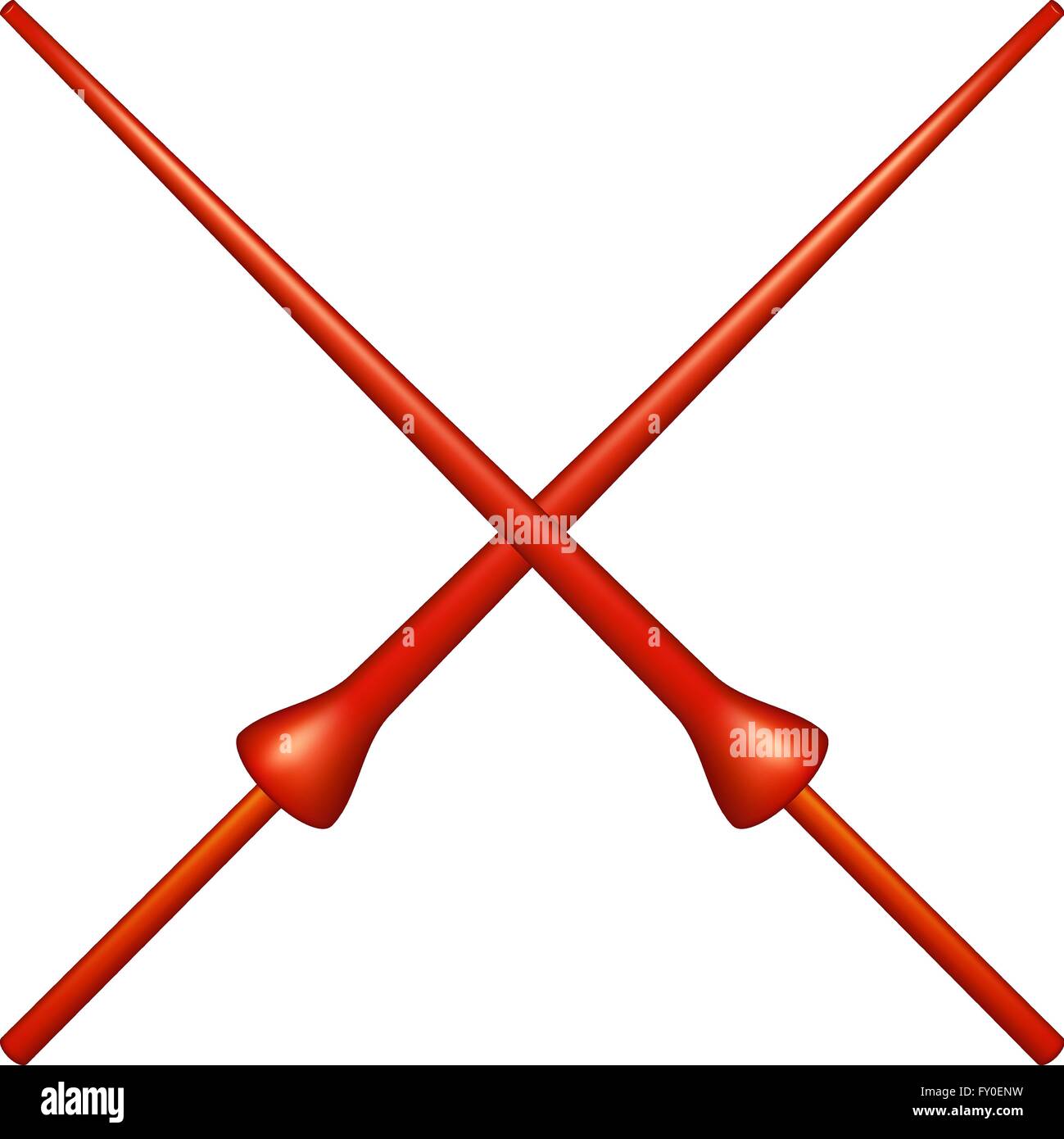 Zwei gekreuzte Lanzen im roten design Stock Vektor