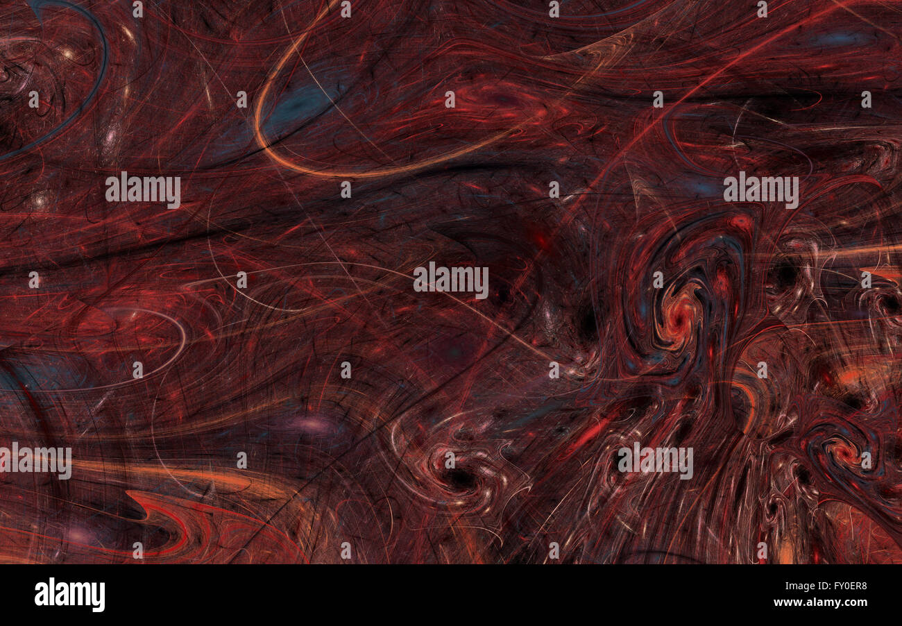 Abstrakt rot blau fraktale Struktur Hintergrund, Konzept des Universums. Stockfoto