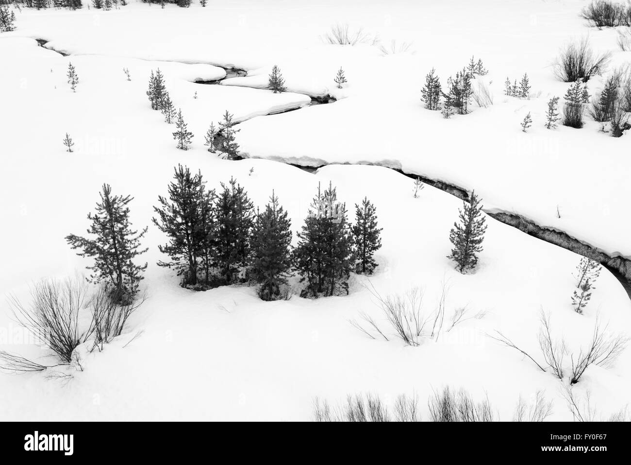 Pilger Creek im Winter, Grand-Teton-Nationalpark, Wyoming, USA Stockfoto