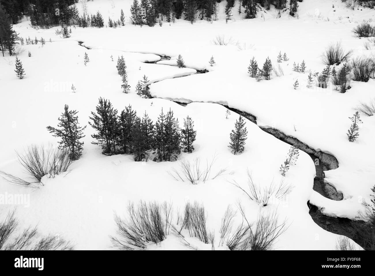 Pilger Creek im Winter, Grand-Teton-Nationalpark, Wyoming, USA Stockfoto