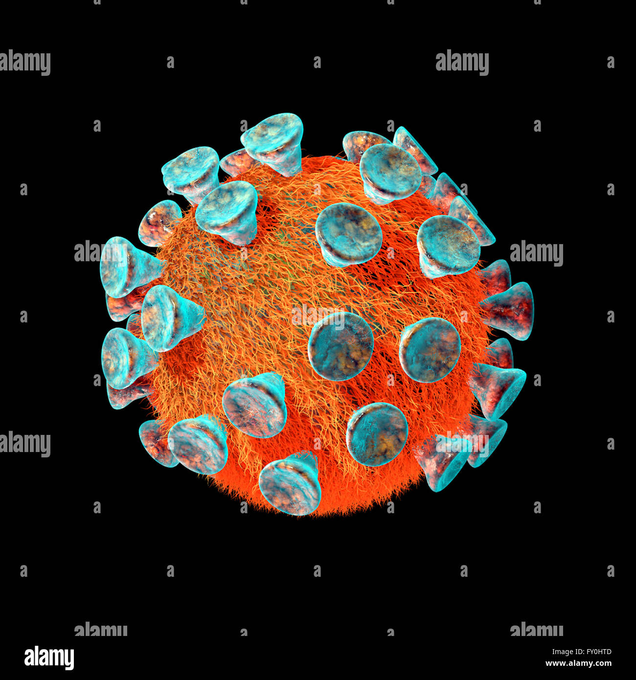 Virus, Bakterien Zellen infizieren menschliche Körper. Detaillierte 3d Darstellung Stockfoto