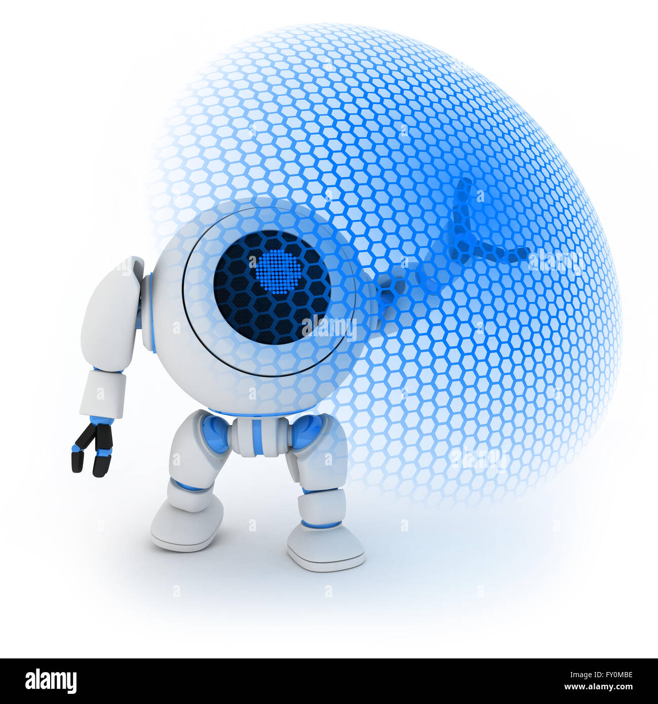Moderne Roboter und Energie Schild (durchgeführt in 3d) Stockfoto