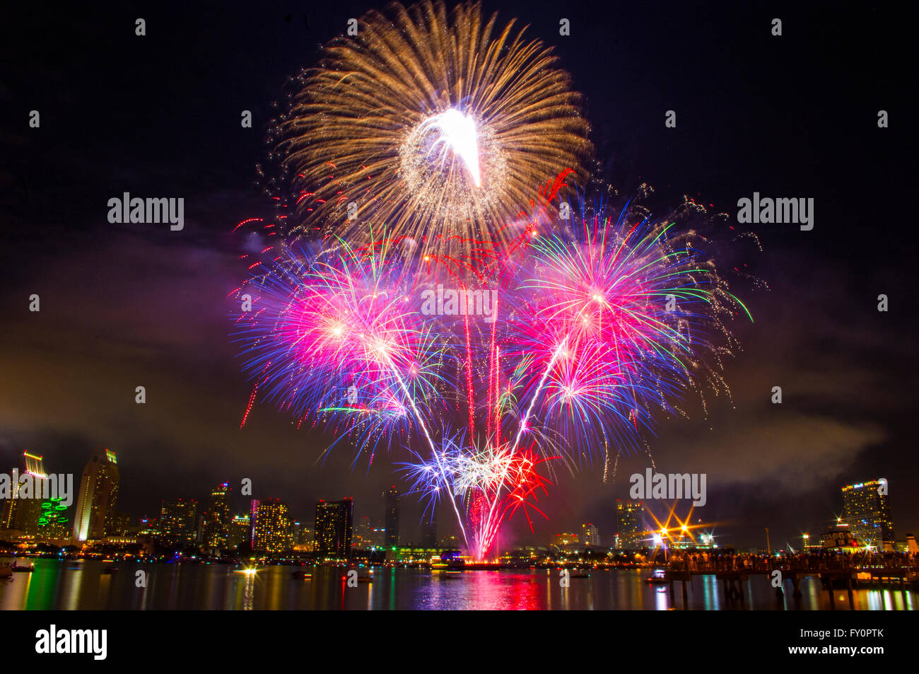 Feuerwerk, San Diego, Stadt, Nacht Foto Stockfoto