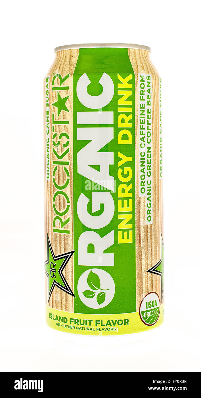 Winneconne, Wisconsin - 5. Juni 2015: kann der Rockstar Bio Energy-Drink Stockfoto