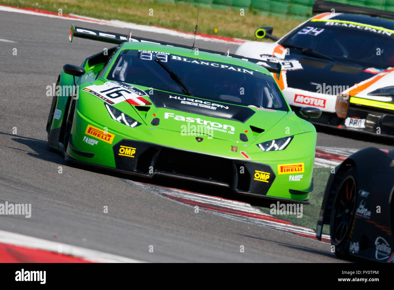 Misano Adriatico, Italien - 10. April 2016: Lamborghini Huracan GT3 von GRT Grasser Racing Team, angetrieben von Stefan Rosina Stockfoto