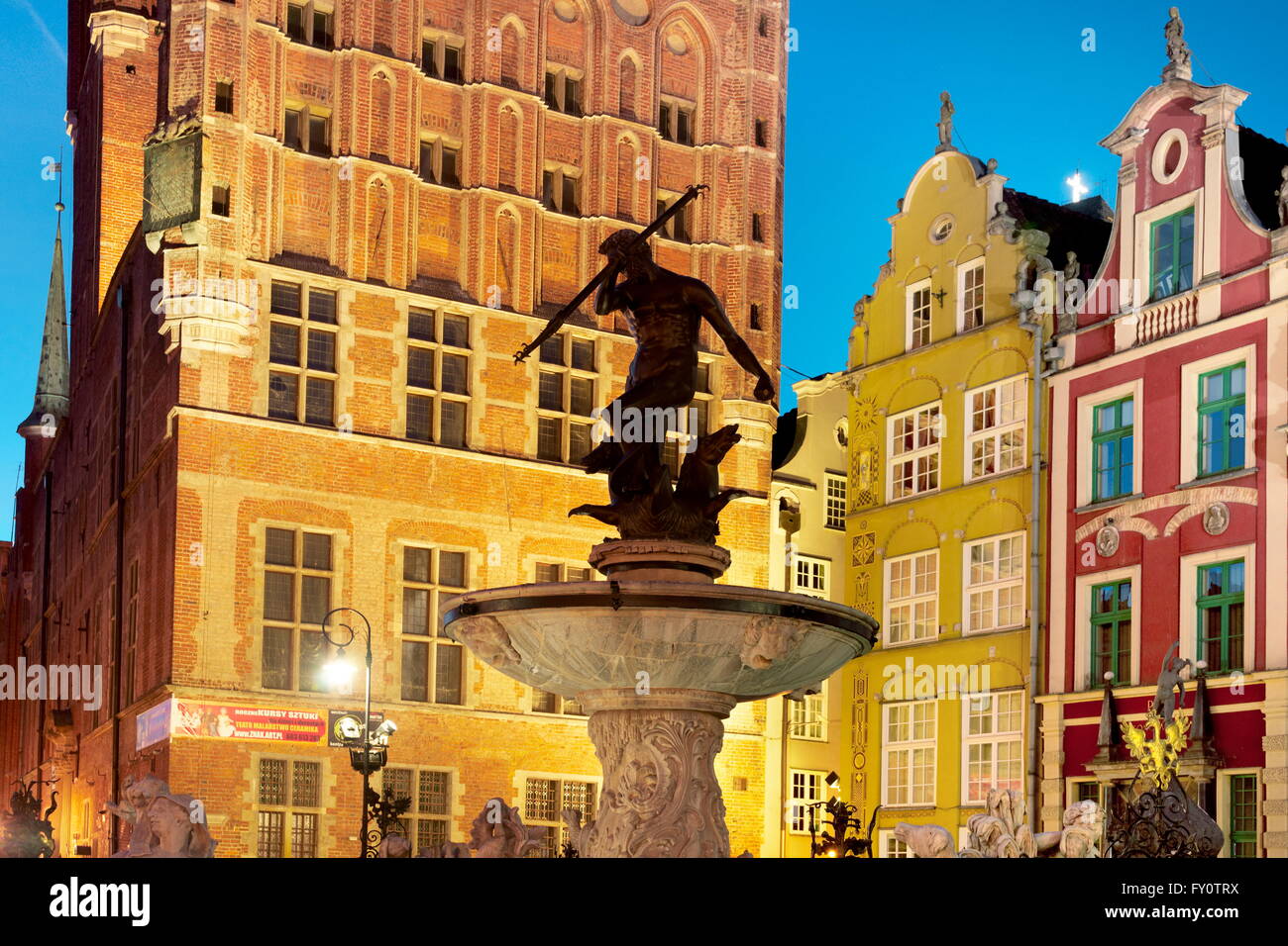 Der Neptun-Brunnen in der Altstadt in Danzig, Polen Stockfoto