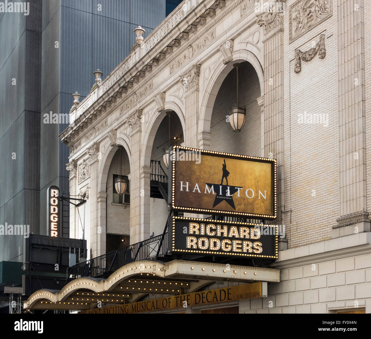 Hamilton - ein musical-Theater-Show - im Richard Rodgers Theatre auf der West 46th Street in New York City Stockfoto