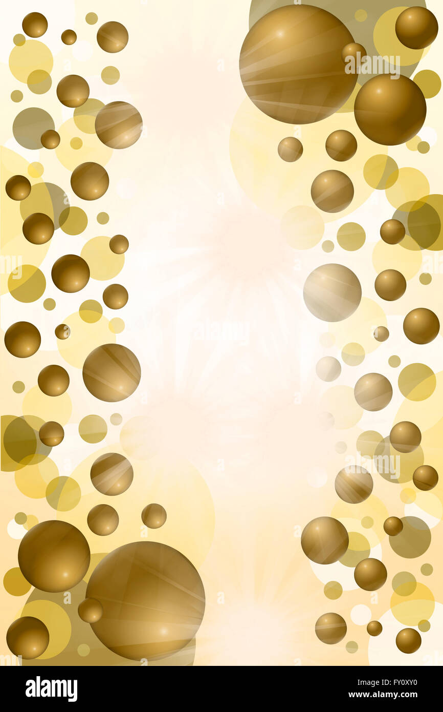 Gold Kugeln abstrakten Hintergrund. Vertikal. Stockfoto