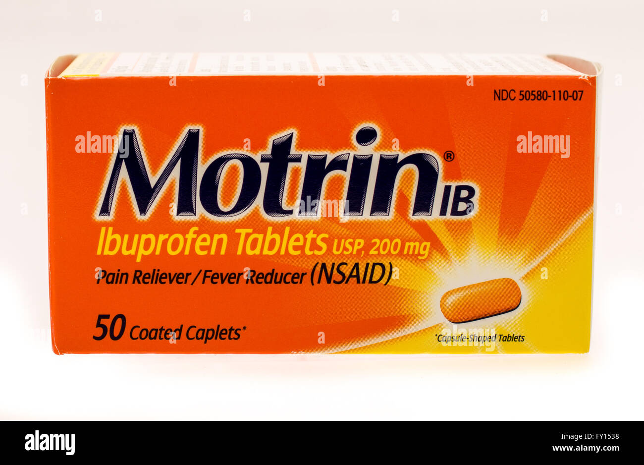 Winneconne, Wisconsin-1 Okt 2015: Box von Motrin Ibuprofen Tabletten Medizin. Stockfoto
