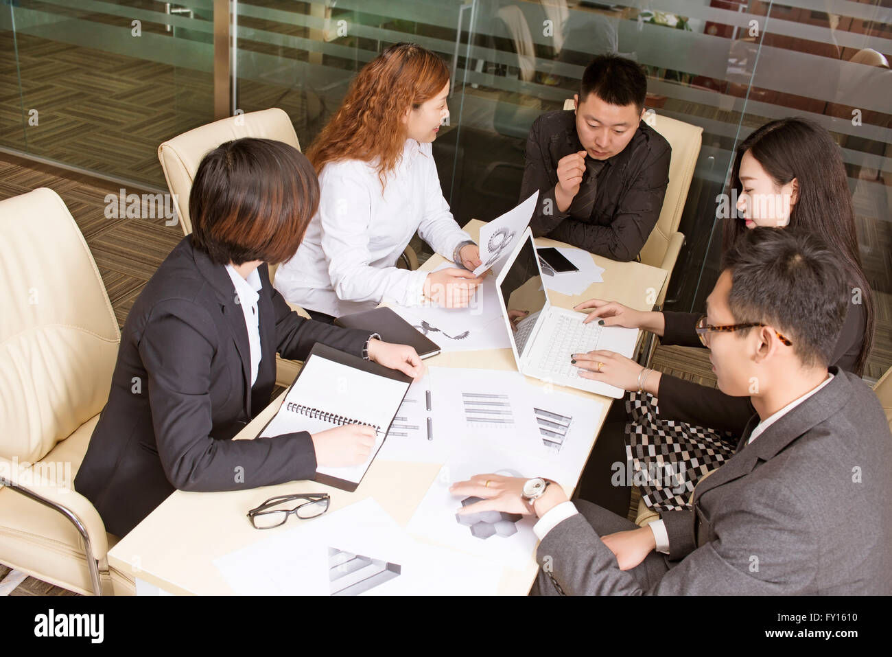 Bild der Geschäftsleute im meeting.top view Stockfoto