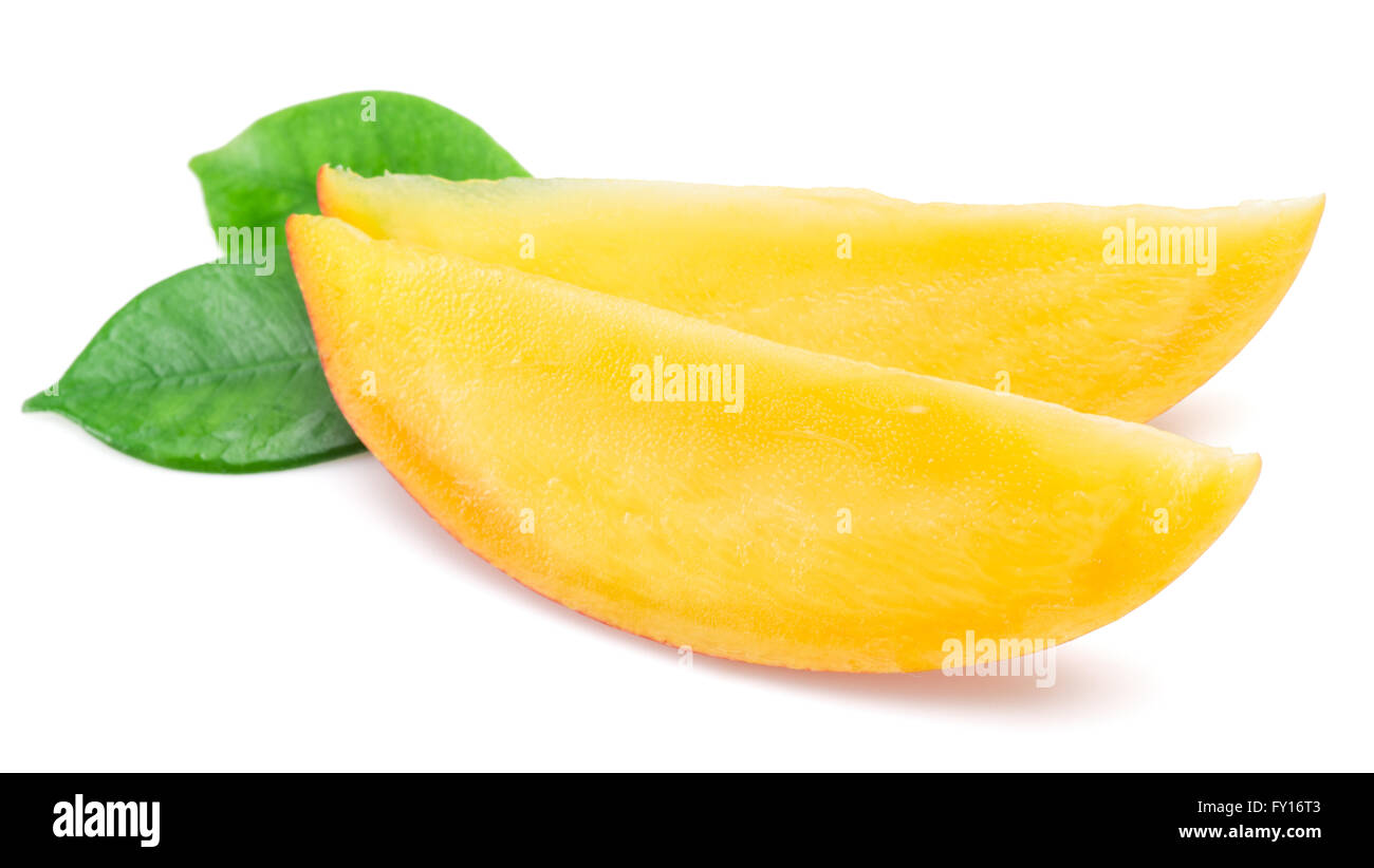 Mango Scheiben. Isoliert auf weißem Hintergrund. Stockfoto