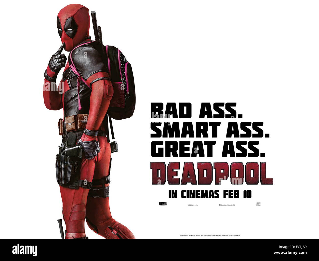 Datum der Freigabe: 12. Februar 2016 Titel: Deadpool STUDIO: 20. Jahrhundert-Fuchs-Regisseur: Tim Miller PLOT: ein ehemaliger Spezialeinheiten-Operative wandte sich Söldner unterliegt ein Schurken-Experiment, das ihn mit beschleunigt verlässt, Heilkraft, Verabschiedung das Alter Ego Deadpool abgebildet: Ryan Reynolds als Wade Wilson / Deadpool (Credit Bild: C Twentieth Century Fox Film/Entertainment Bilder /) Stockfoto