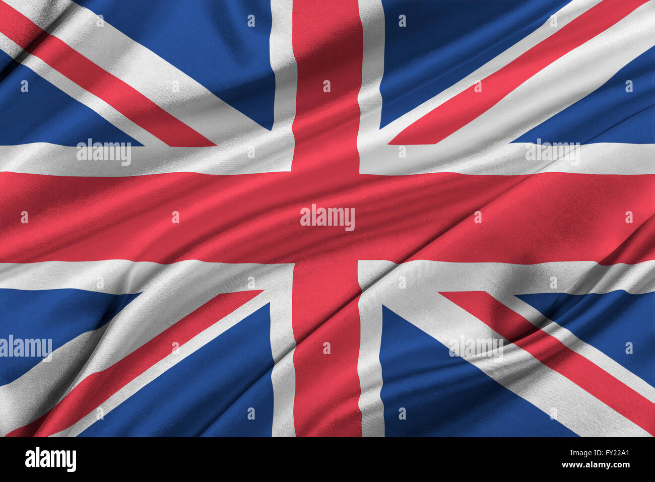 Flagge von Großbritannien im Wind wehende. Stockfoto