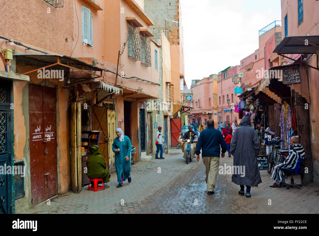 Rue, Bin Lafnadek, Medina, Marrakesch, Marokko, Nordafrika Stockfoto