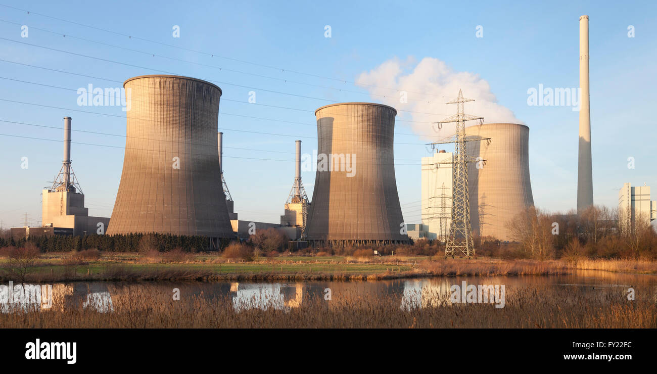Gasturbine GuD-Anlage am Fluss Lippe, erneuert das Kraftwerk, Stockum, Werne, Nordrhein-Westfalen, Deutschland Stockfoto