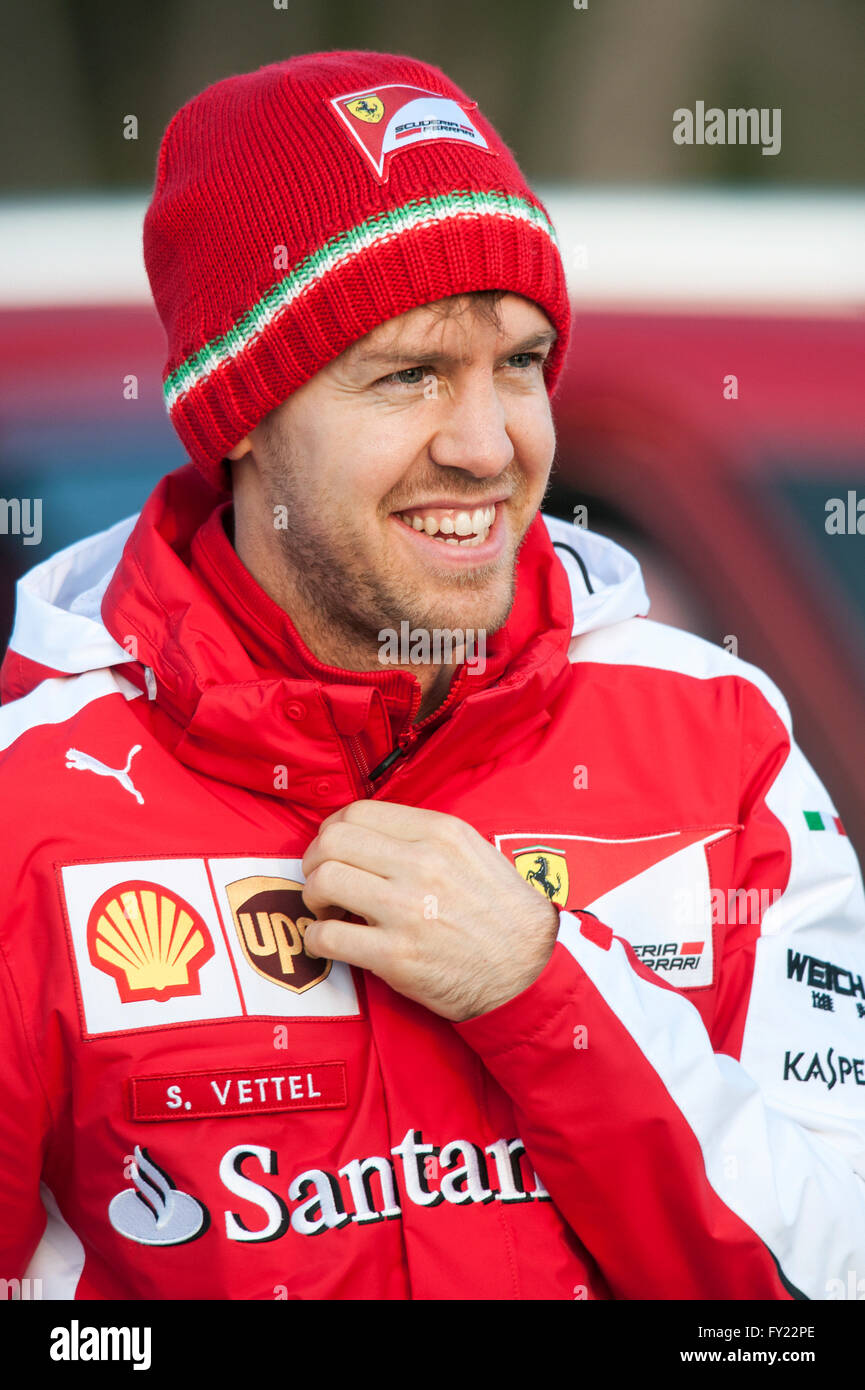 Sebastian Vettel, GER, Scuderia Ferrari, während der Formel-1-Tests auf der Rennstrecke Circuit de Catalunya, Barcelona Stockfoto