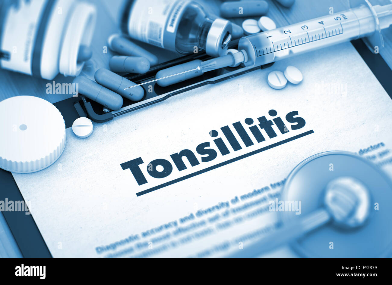 Mandelentzündung-Diagnose. Medizinisches Konzept. Stockfoto