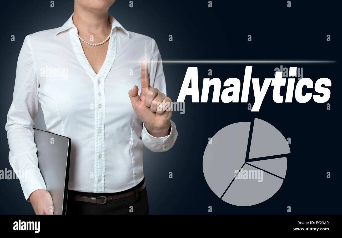 Geschäftsfrau Hintergrund Analytics Touchscreen gesteuert. Stockfoto