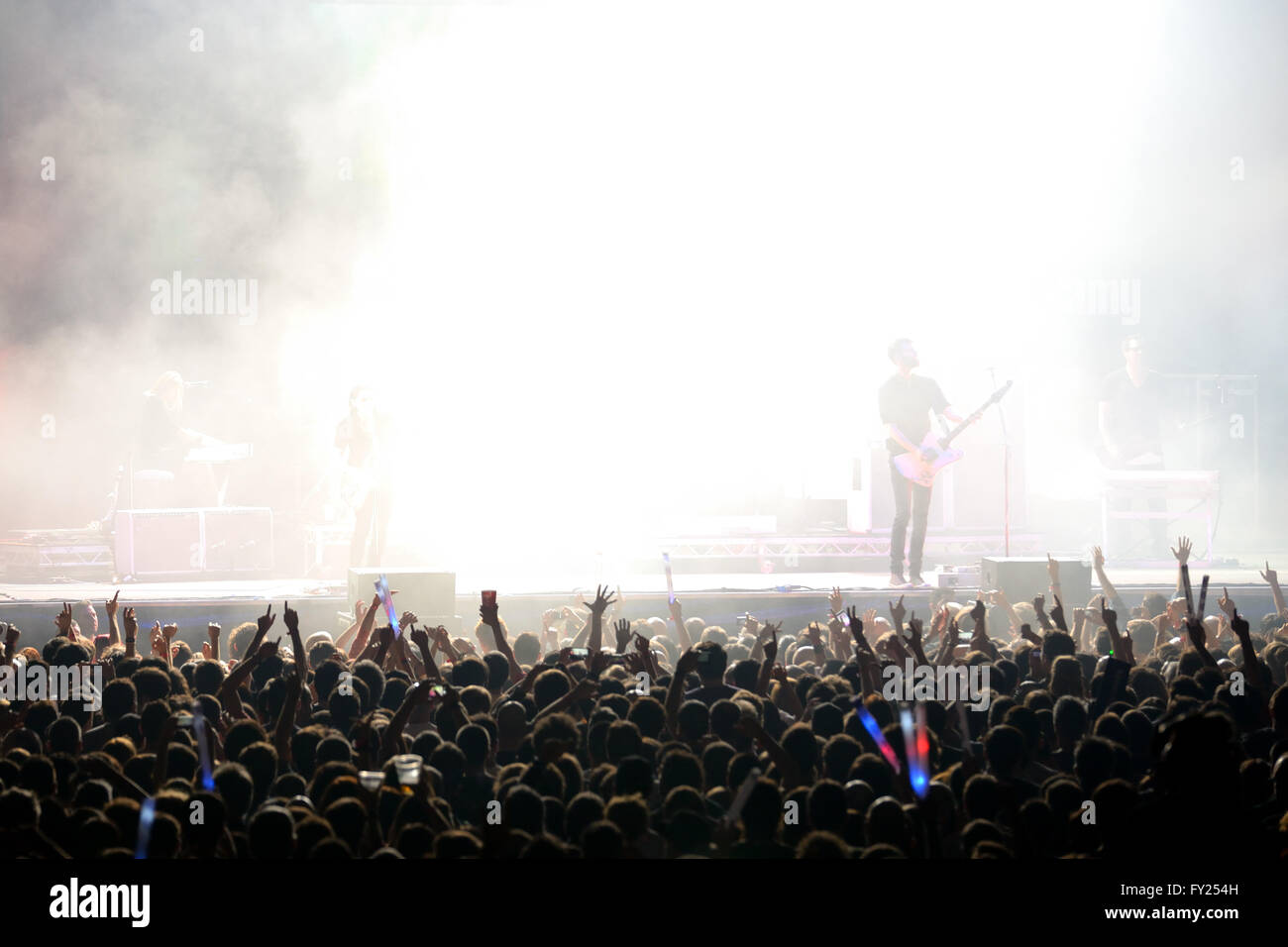 BILBAO, Spanien - 31 Okt.: Placebo (Band) live-Performance beim Bime-Festival am 31. Oktober 2014 in Bilbao, Spanien. Stockfoto