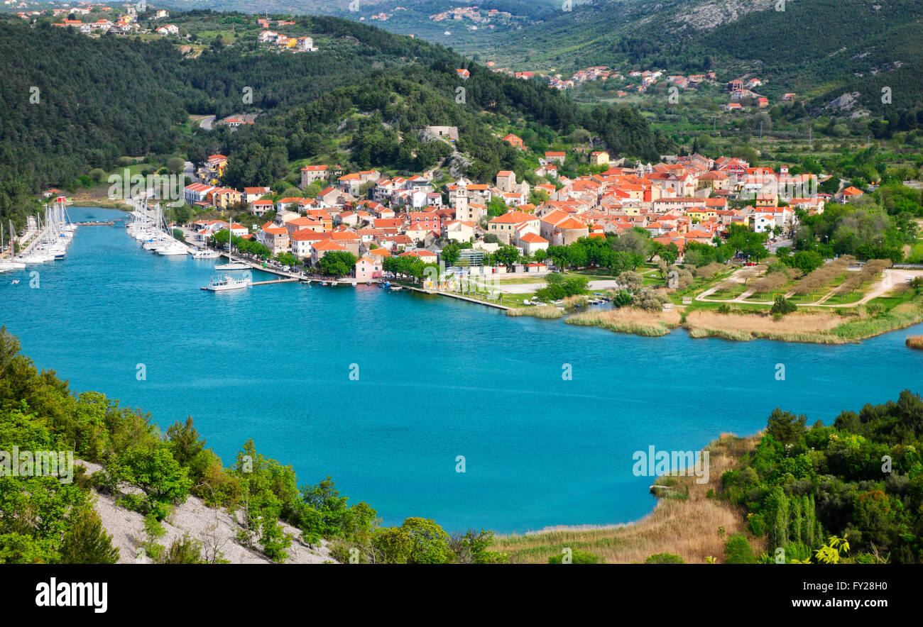 Skradin Altstadt am Fluss Krka, Nationalpark Krka in Kroatien Stockfoto