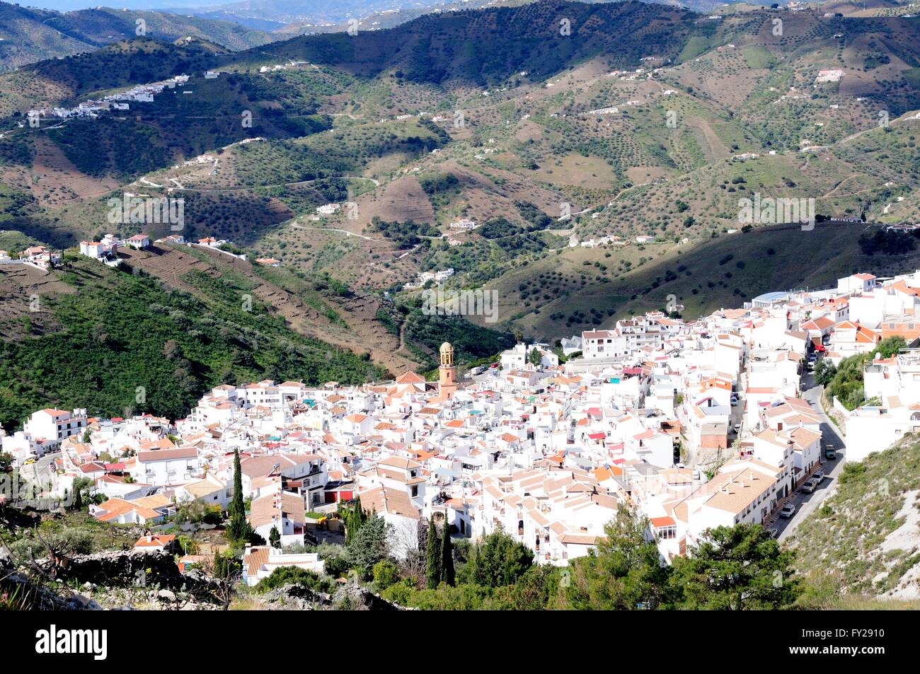 Die weiß getünchten Dorf Competa am Rande der Sierra Trjeda Nationalpark Andalusien Malaga Spanien Stockfoto