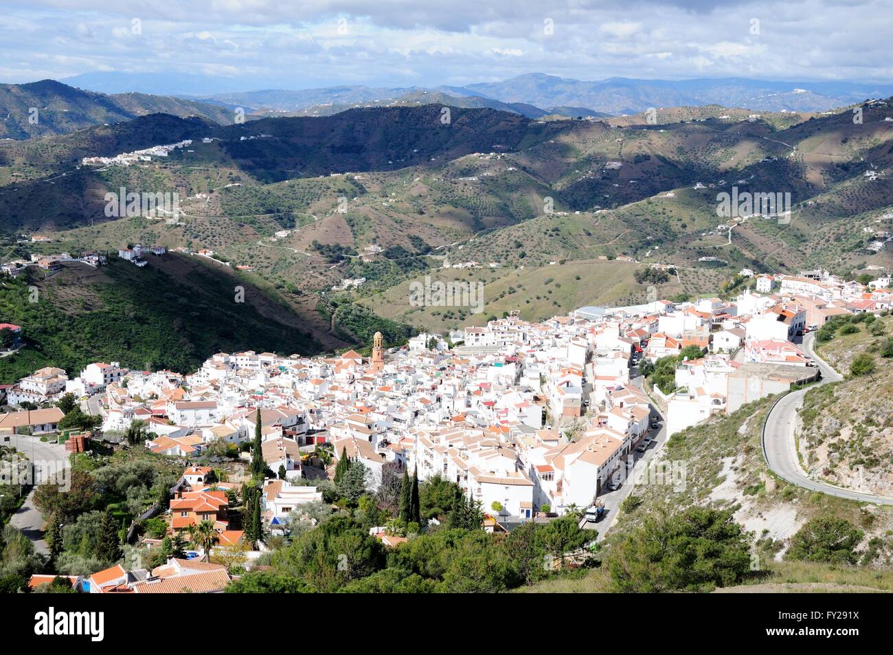 Die weiß getünchten Dorf Competa am Rande der Sierra Trjeda Nationalpark Andalusien Malaga Spanien Stockfoto