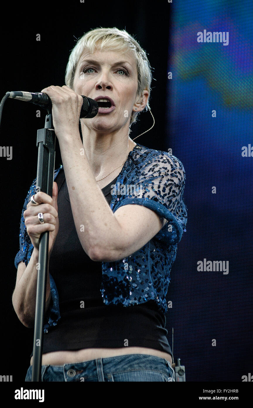 Live 8 im Hyde PArk, London. 2. Juli 2005. Annie Lennox die live Stockfoto