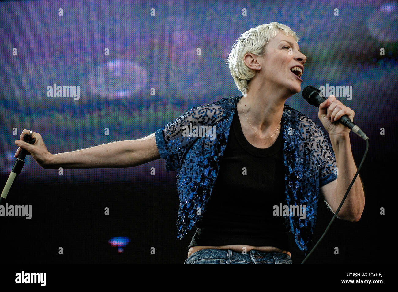 Live 8 im Hyde PArk, London. 2. Juli 2005. Annie Lennox die live Stockfoto