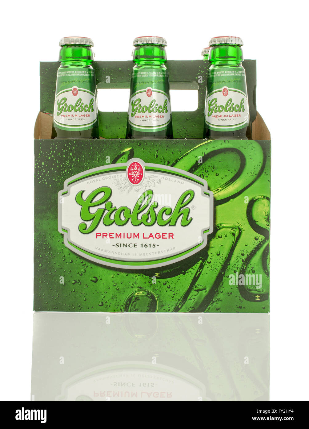 Winneconne, Wisconsin - 10. Januar 2016: ein six-Pack von Grolsch Premium-Bier. Stockfoto