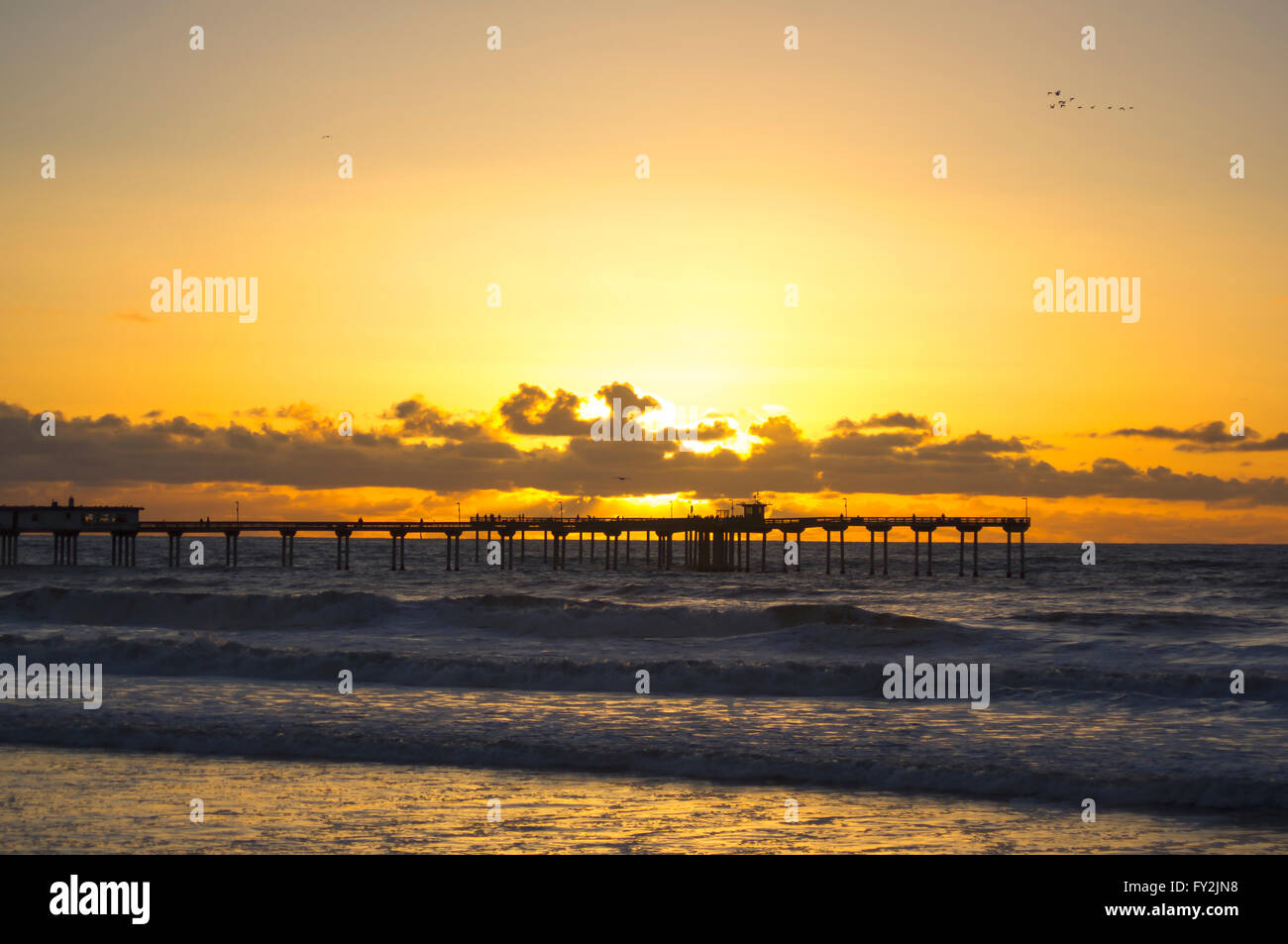 Sonnenuntergang am Ocean Beach, Kalifornien Stockfoto