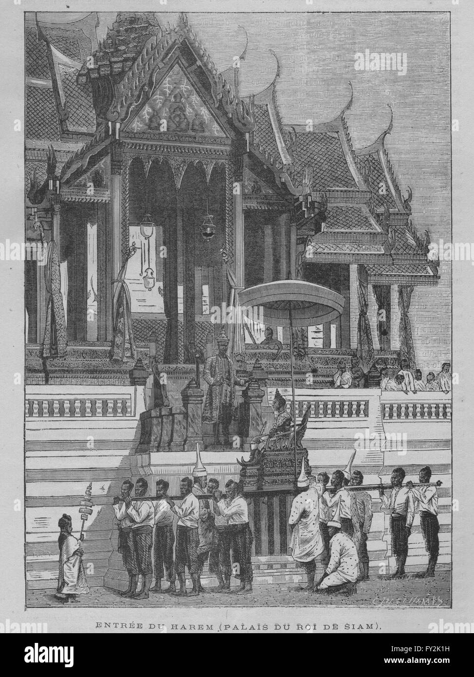 THAILAND: Harem des Königs von Siam, antique print 1869 Stockfoto