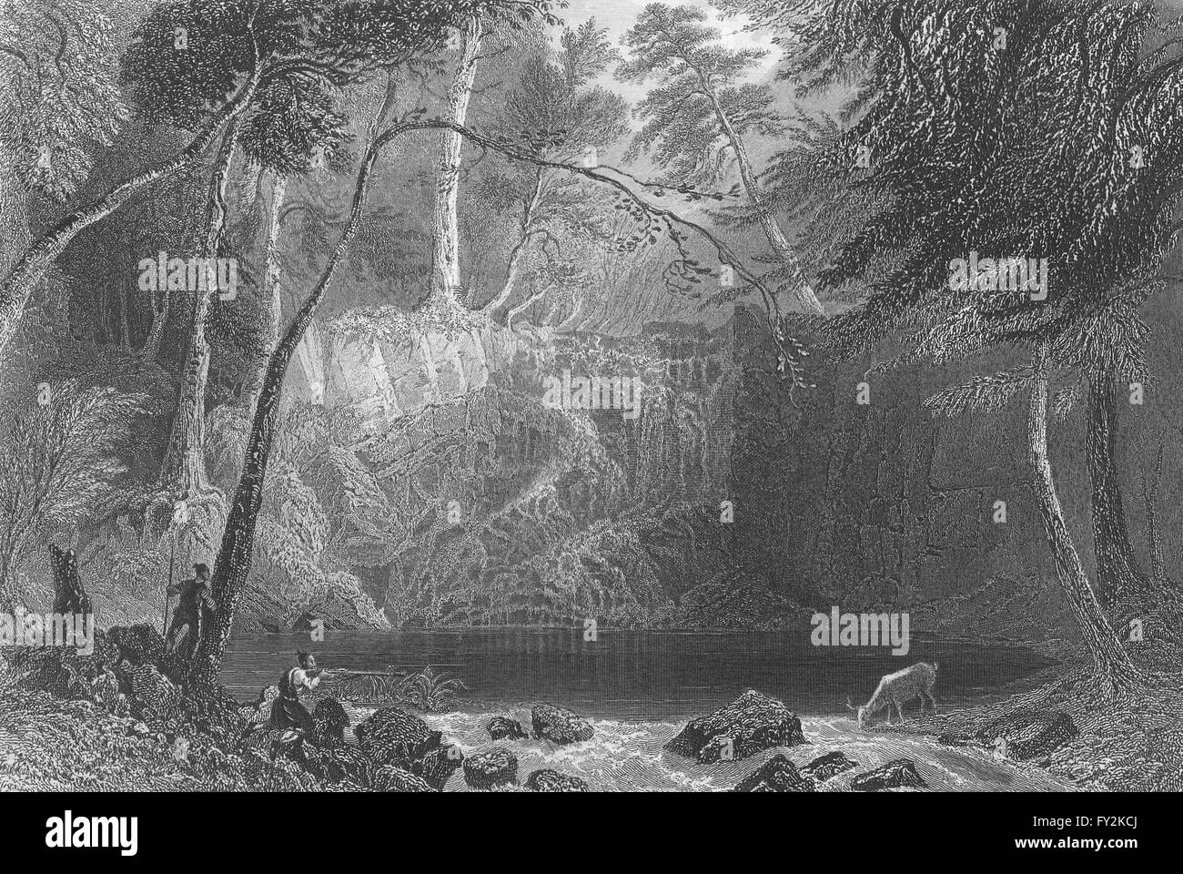 Die indischen Wasserfälle in der Nähe von Cold-Spring, gegenüber West Point, New York. BARTLETT, 1840 Stockfoto
