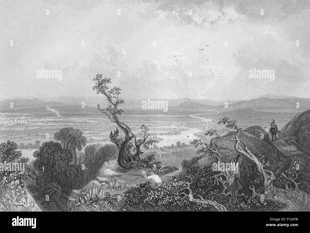 Tal des Connecticut (von Mount Holyoke), Massachusetts. WH BARTLETT, 1840 Stockfoto