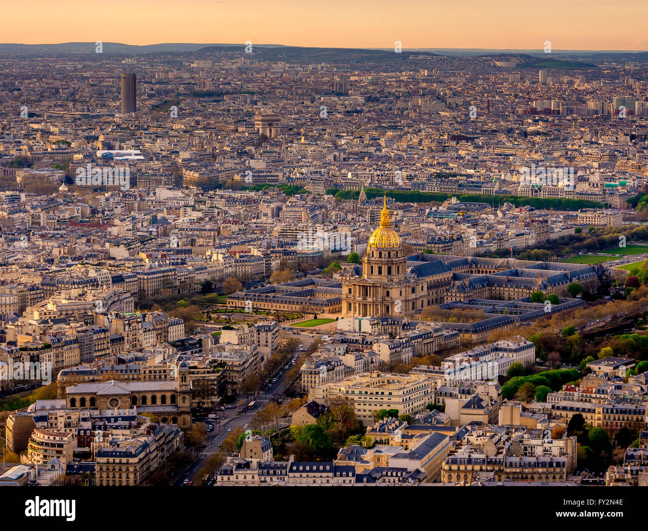 Luftaufnahme von Les Invalides, Paris, Frankreich. Stockfoto