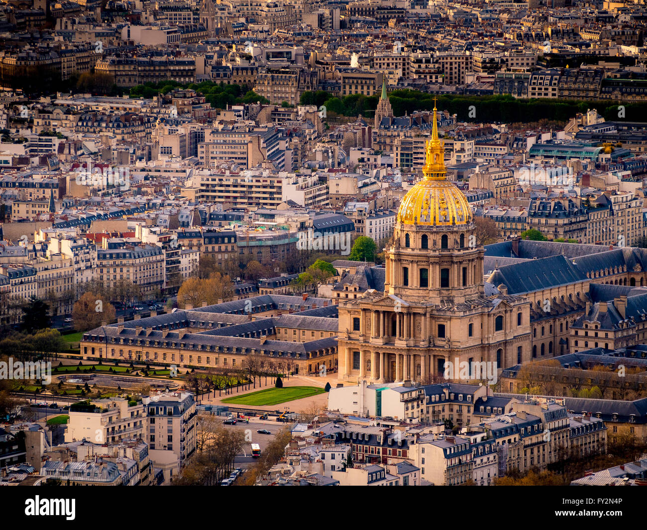 Luftaufnahme von Les Invalides, Paris, Frankreich. Stockfoto