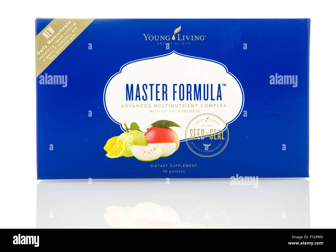 Winneconne, Wisconsin - 29. Januar 2016: Box Master Formel tägliche Mulitvitamin gemacht von Young Living Stockfoto