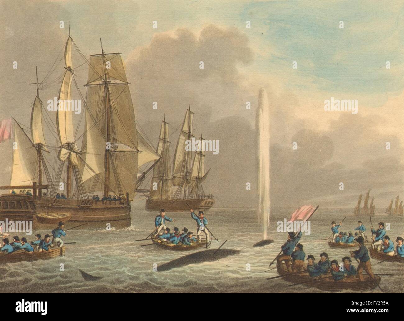 WALFANG 2:Boat erschöpft sich nähernden Wal fast (Bereich Sport-Edward Orme) 1814 Stockfoto