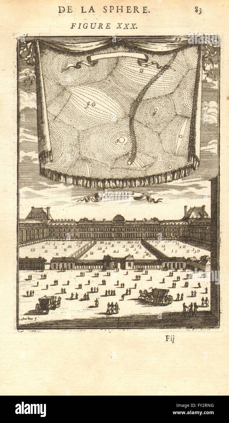 TUILERIEN-Palast: 17. Jahrhundert Blick auf Paris & die Sterne. Louvre. MALLET, 1683 Stockfoto