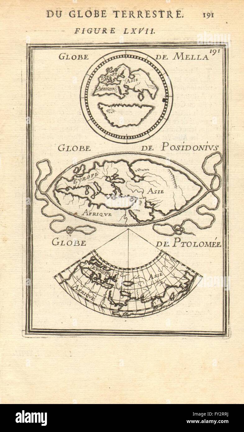 Antike: Karten von Mela, Poseidonios & Ptolemäus. MALLET, 1683 Stockfoto