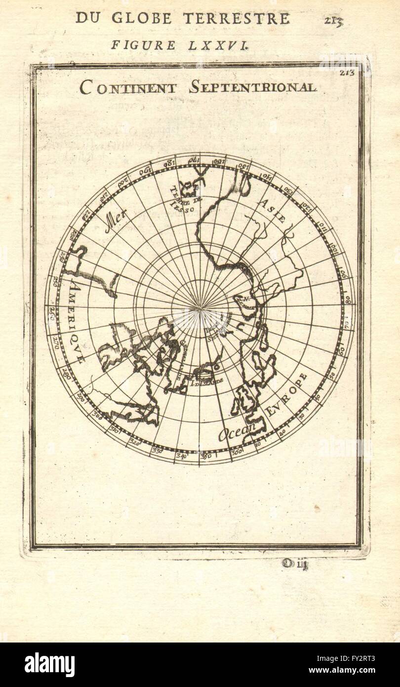 NÖRDLICHEN Kontinent: Arktis. "Nördliche Kontinent". MALLET, 1683 alte Karte Stockfoto