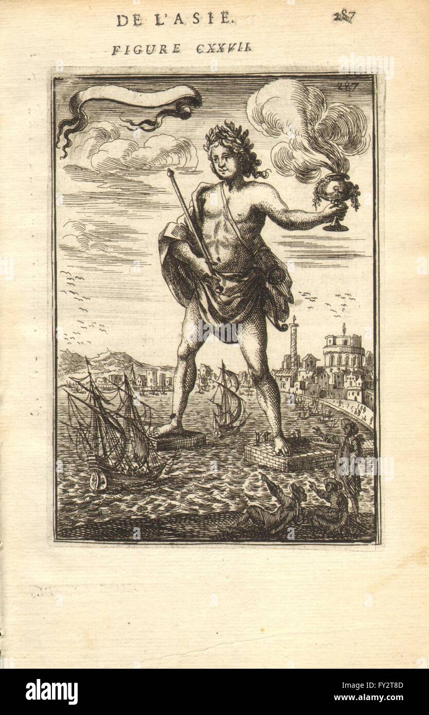 Koloss von Rhodos: Isle de Rhodes. Dodekanes. Griechischen Inseln. MALLET, 1683 Stockfoto