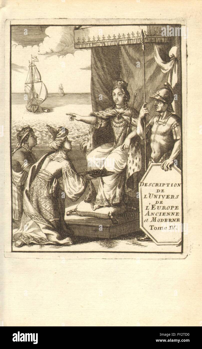 Hammer: Beschreibung de l ' Univers. Europa. Band 4-Titelseite. MALLET, 1683 Stockfoto