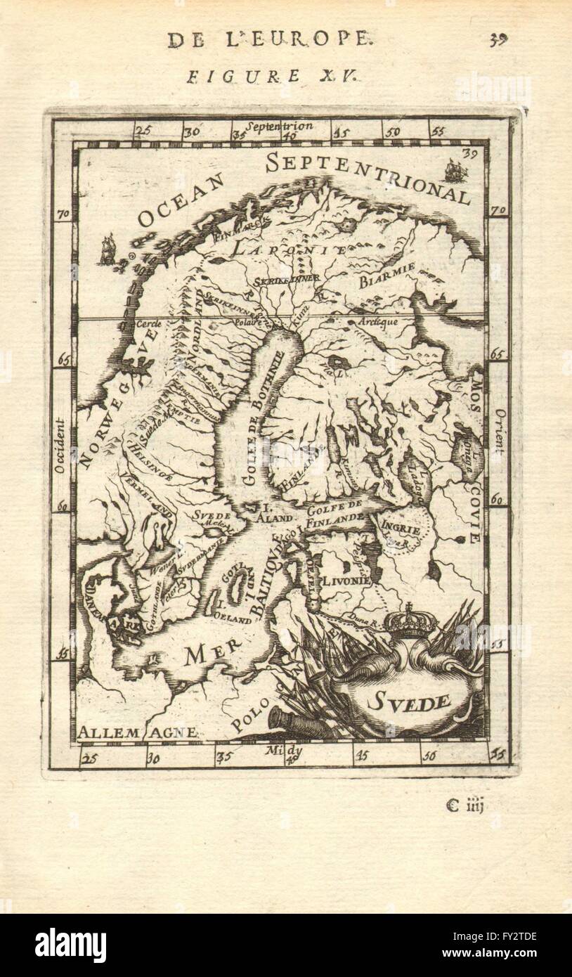 SCHWEDISCHEN Reich: dekorative Karte. Schweden Finnland Livonia Ingriens. "Wildleder". Holzhammer 1683 Stockfoto