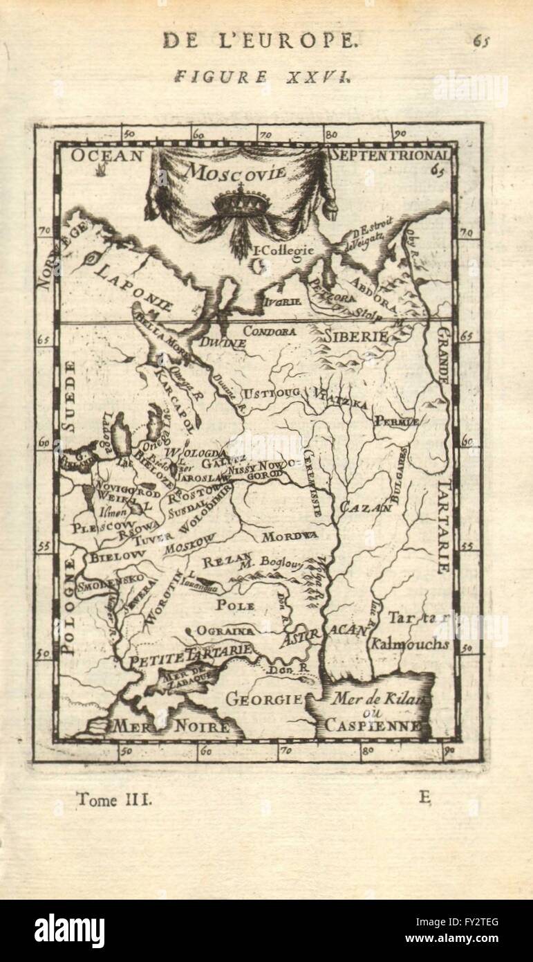 Russland-UKRAINE: Moscovie(Muscovy Великое Княжество Московское). MALLET, 1683 Karte Stockfoto