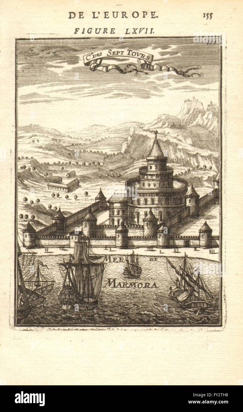 Konstantinopel (ISTANBUL): Chateau des Sept Tours (Yedikule). MALLET, 1683 Stockfoto