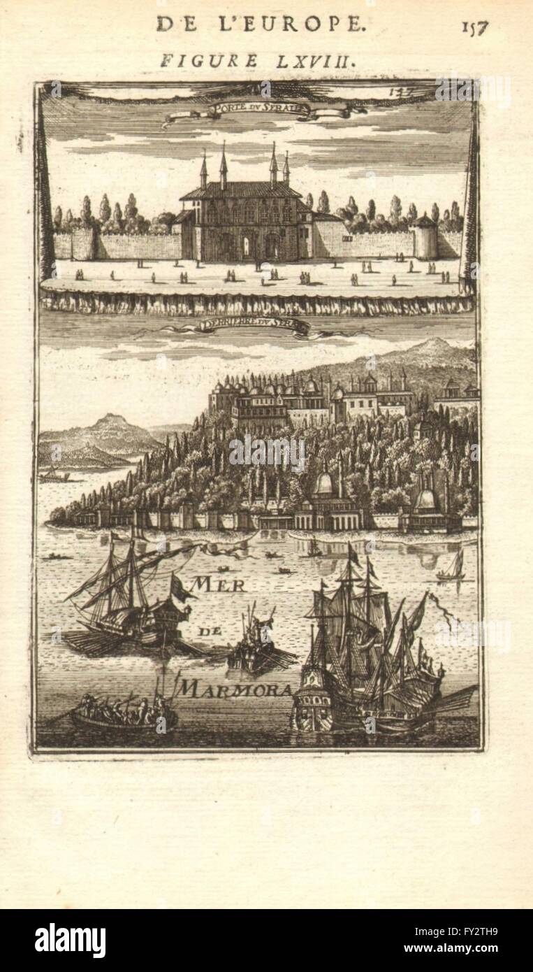 Konstantinopel (ISTANBUL): Topkapi Palace.Topkapı Sarayi. "Serail". MALLET, 1683 Stockfoto